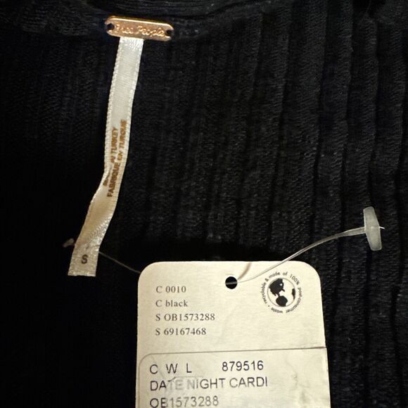 New Free People Date Night Long Sweater Dress Size Small Black Ribbed Buttons - Picture 7 of 13